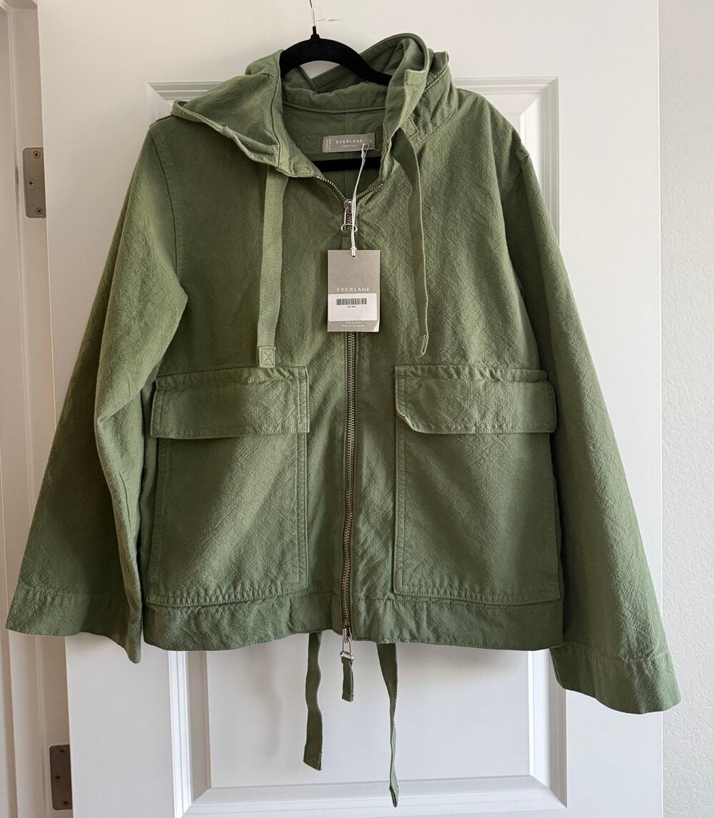 Everlane Women's Medium Organic Cotton Hooded Anorak Utility Jacket Forest Green